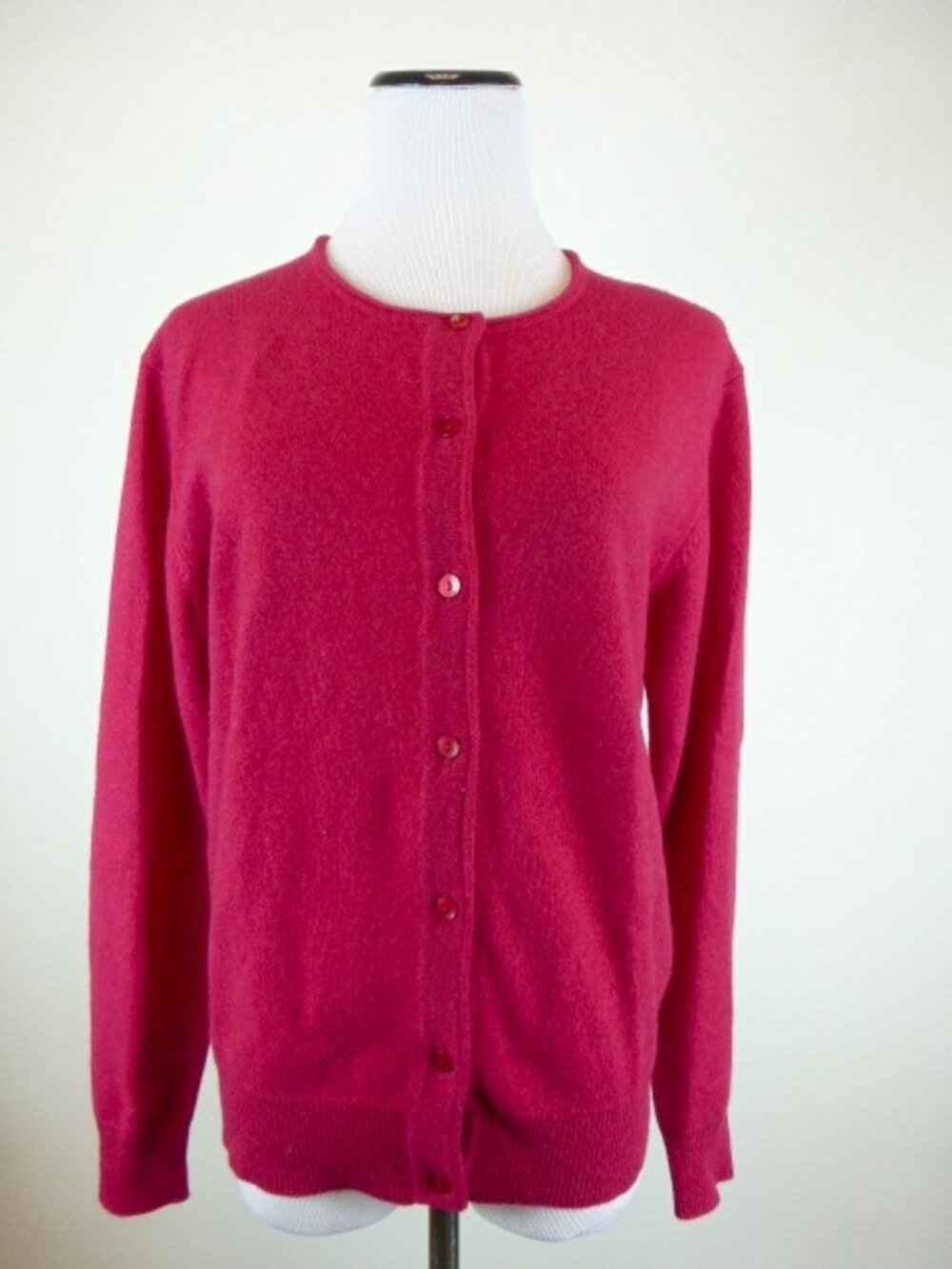 PRISCILLA CASHMERE RED BUTTON DOWN cardigan SWEATER M